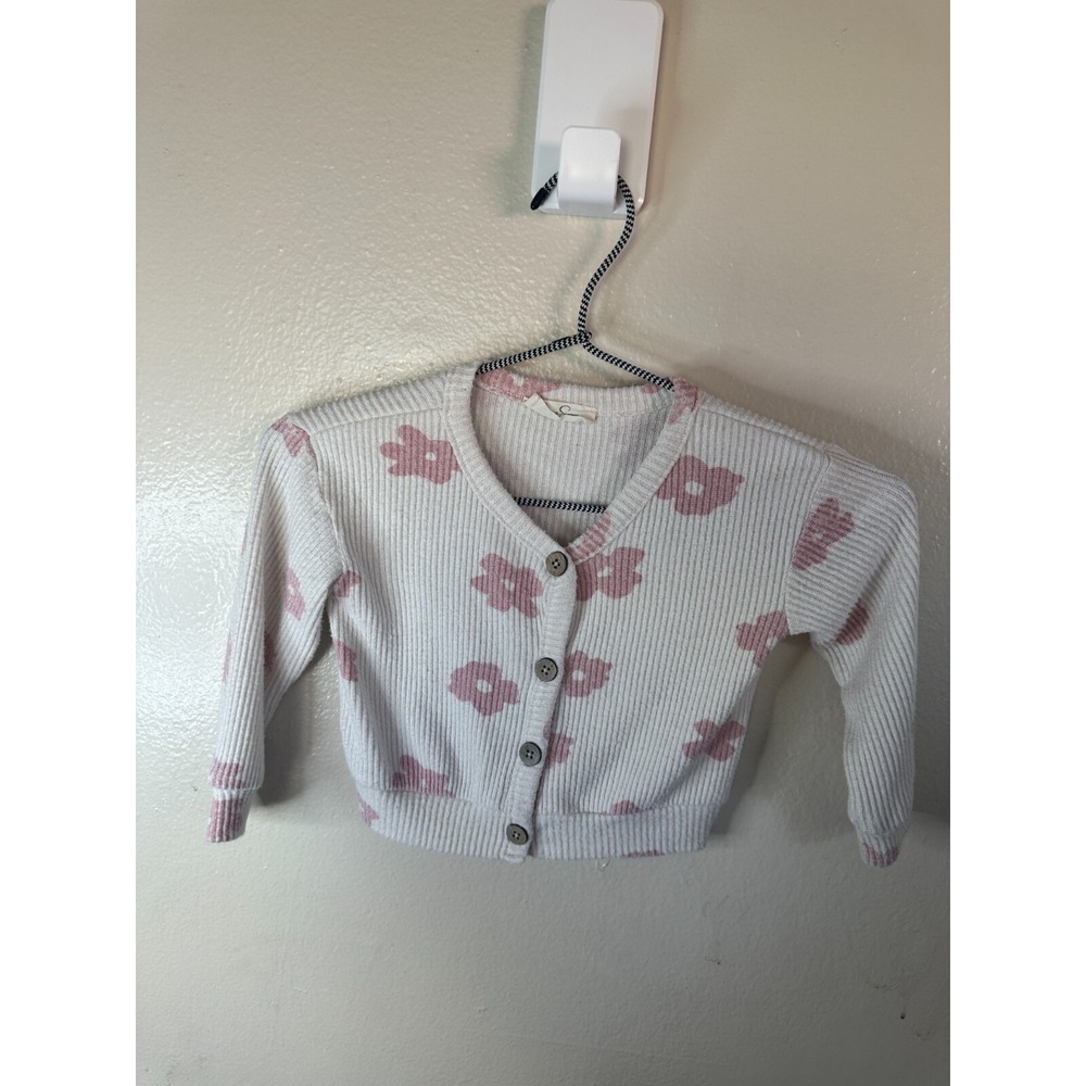 jessica simpson baby girl cream with pink flowers cardigan